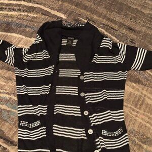 Black and White Striped Cardigan